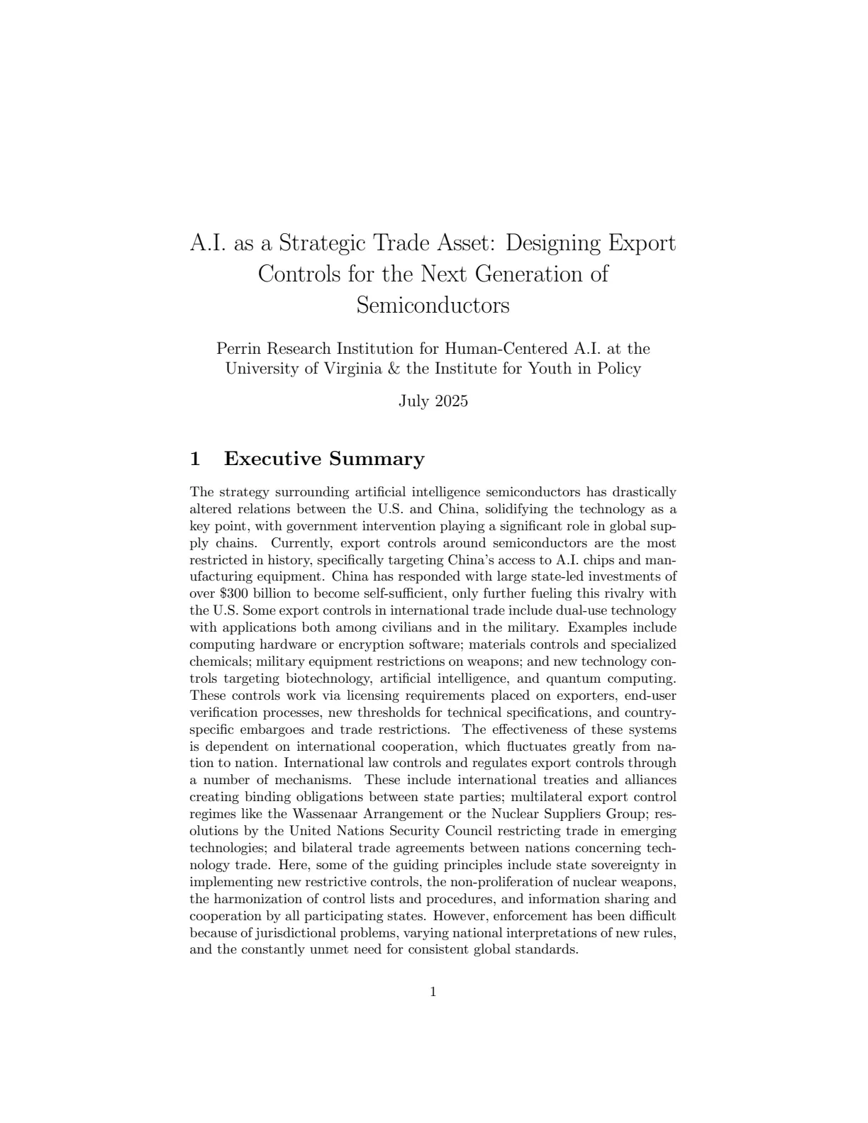The first page of A.I. as a Strategic Trade Asset